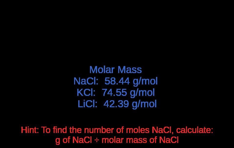 I really need help with this problem. A mixture contains 21.7g NaCl, 3.74g KCl, and-example-1