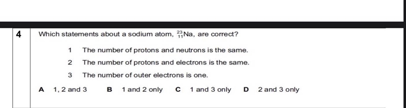 Which statements about a sodium atom (22/11 Na ), are correct?-example-1