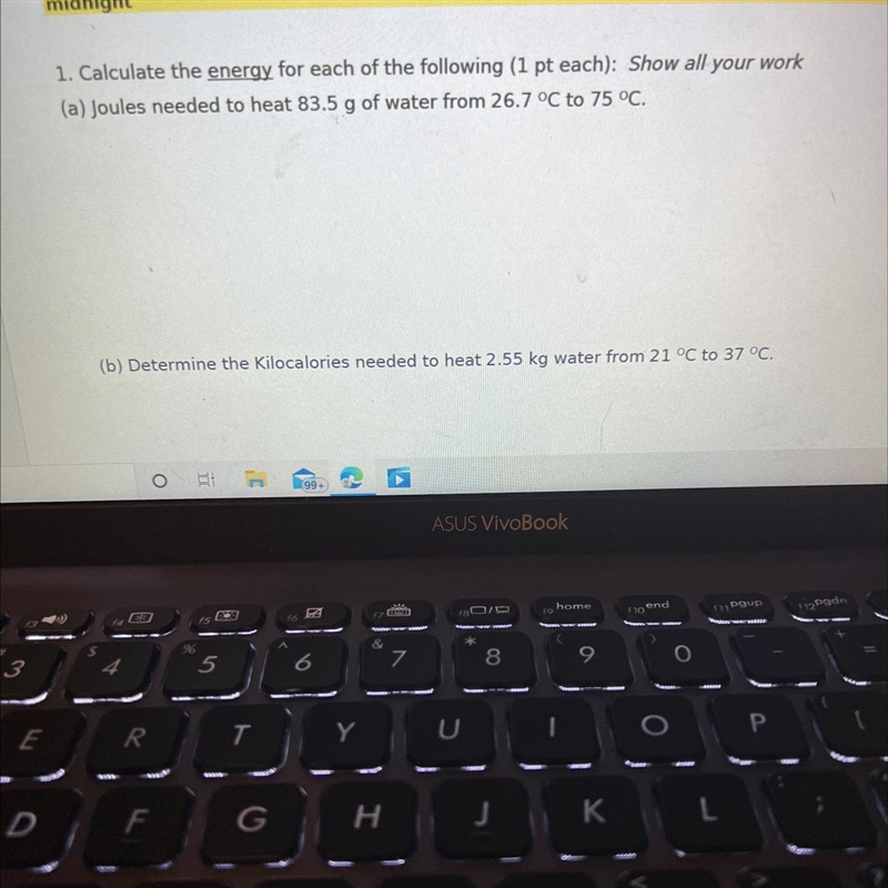 1. Calculate the energy for each of the following (1 pt each): Show all your work-example-1