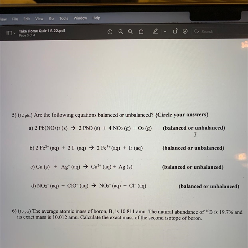 Are the following equations balanced or unbalanced?-example-1