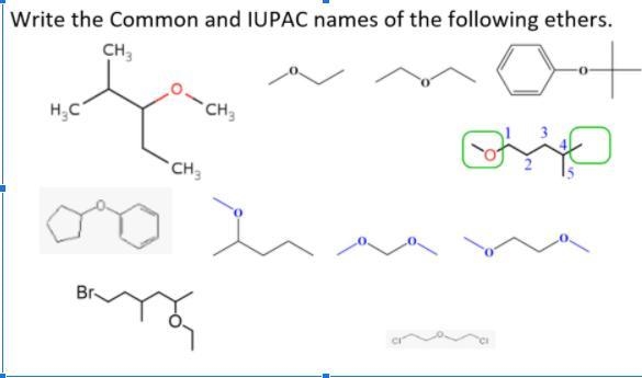 Can someone please help me name all these? Write the common and IUPAC names of the-example-1