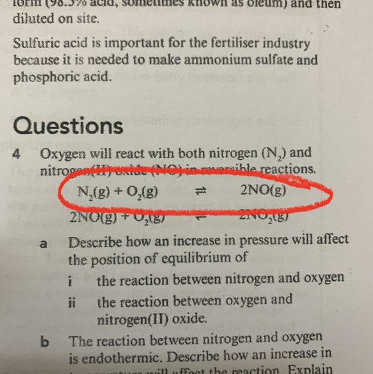 Is the production of nitrogen(II) oxide exothermic or endothermic?-example-1