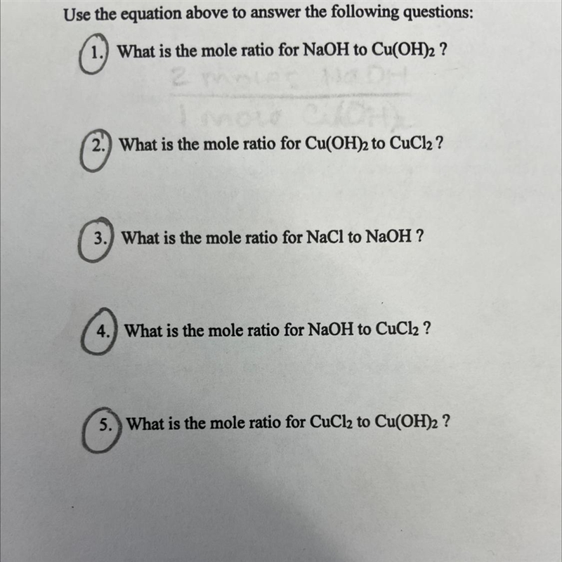 Mole ratio practice worksheet part 1-example-1