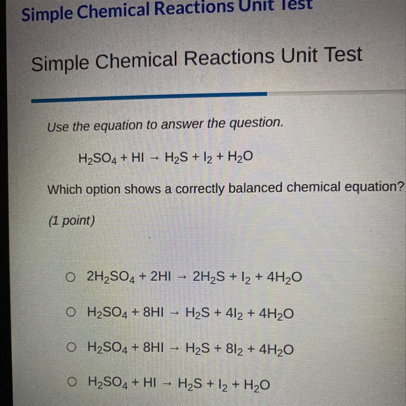 Which option shows a correctly balanced chemical reaction?-example-1