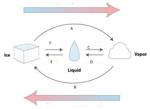 Sublimation C Melting E Condensation D Freezing A Depostion F Vaporization​ B Please-example-1