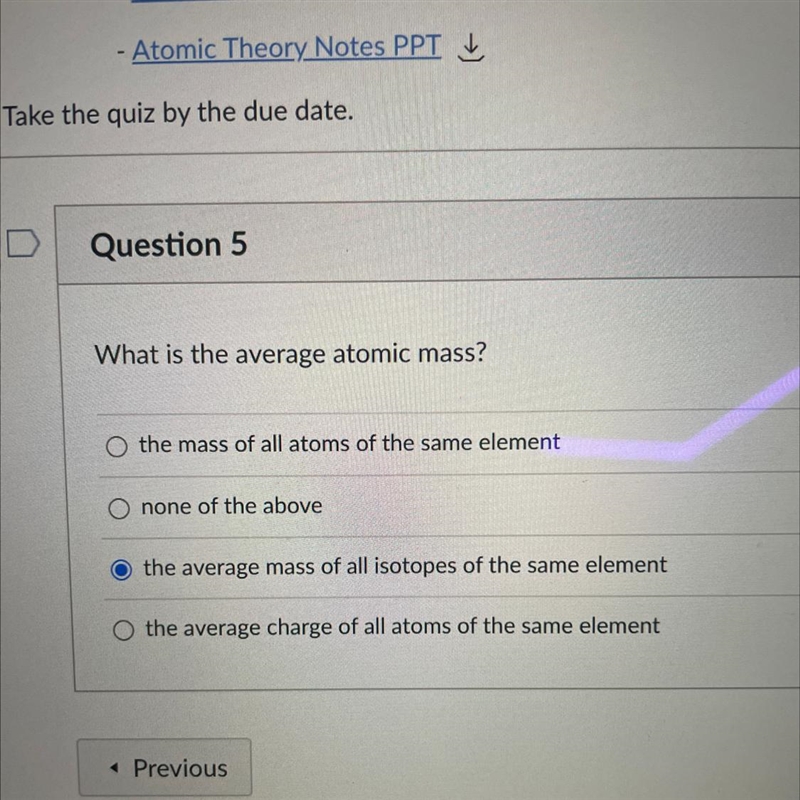 What is the average atomic mass? a) the mass of all atoms of the same element b) none-example-1