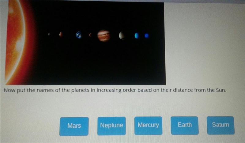 put the names of the planets in increasing oder based on their distance from the sun-example-1