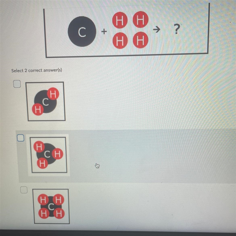 HELP HELP HELP PLEASE The diagram shows the reactants in the chemical reaction when-example-1