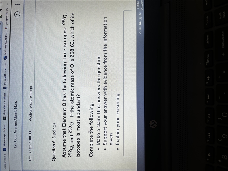 Assume that Element Q has the following three isotopes: 2480, 252Q, and 259Q. If the-example-1