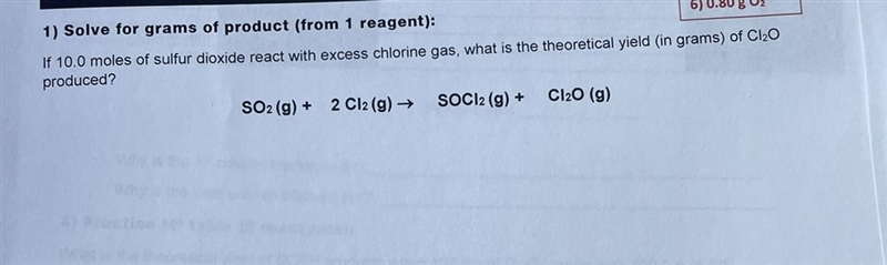 If 10.0 moles of sulfur dioxide react with excess chlorine gas, what is the theoretical-example-1