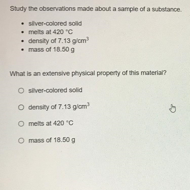 Hello May you Please explain the Physical Property ( Extensive) thank you very much-example-1