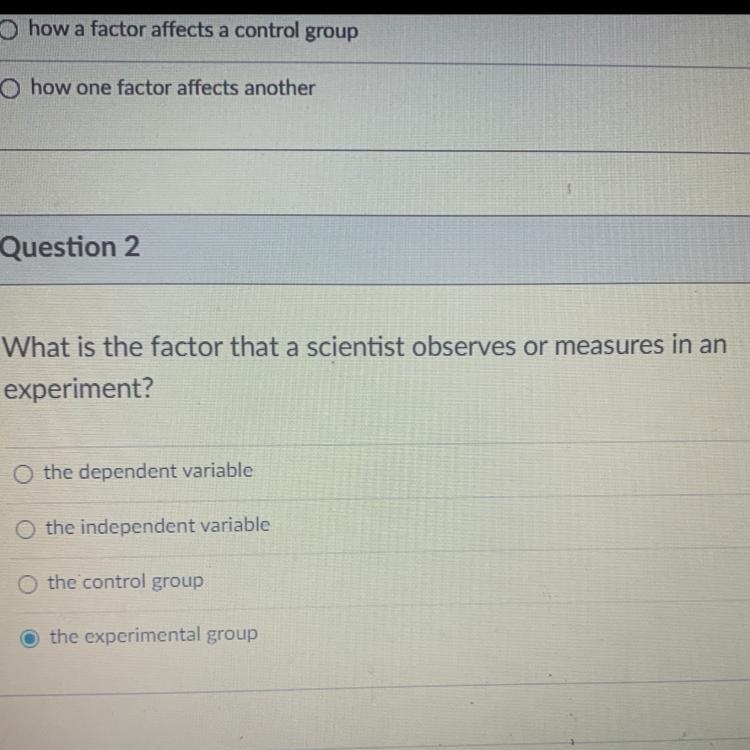 What is the factor that a scientist observes or measures in an experiment?-example-1