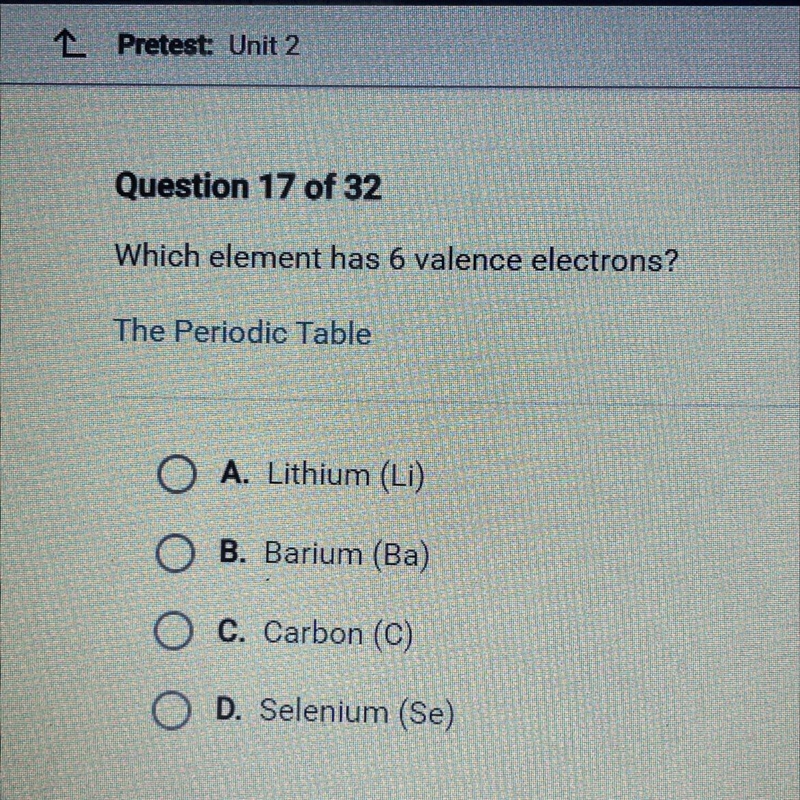 Which element have 6 valence electrons?-example-1