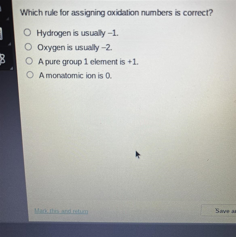 PLEASE HELP LIMITED TIME!! Which rule for assigning oxidation numbers is correct?-example-1