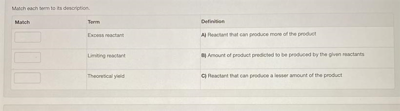 Match each term to its description.-example-1