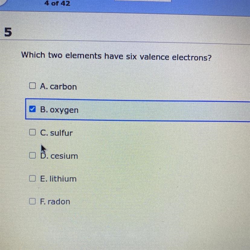 What elements have six valence electrons ?-example-1