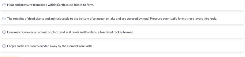 Sometimes fossils can be found in sedimentary rocks. Which statement best explains-example-1