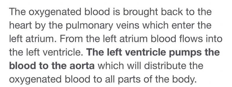 What do you think happens to the oxygenated blood after it enters the left ventricle-example-1