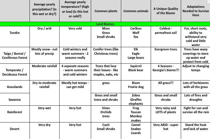 Biomes Graphic Organizer-example-1