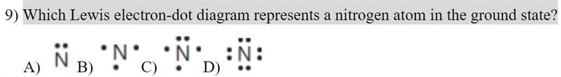 Which lewis electron-dot diagram represents a nitrogen atom in the ground state-example-1