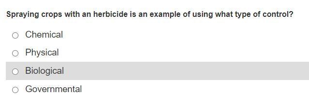 Spraying crops with an herbicide is an example of using what type of control?-example-1