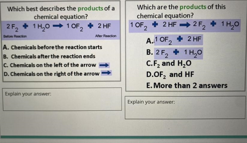 Which best describes the products of a chemical reaction?-example-1