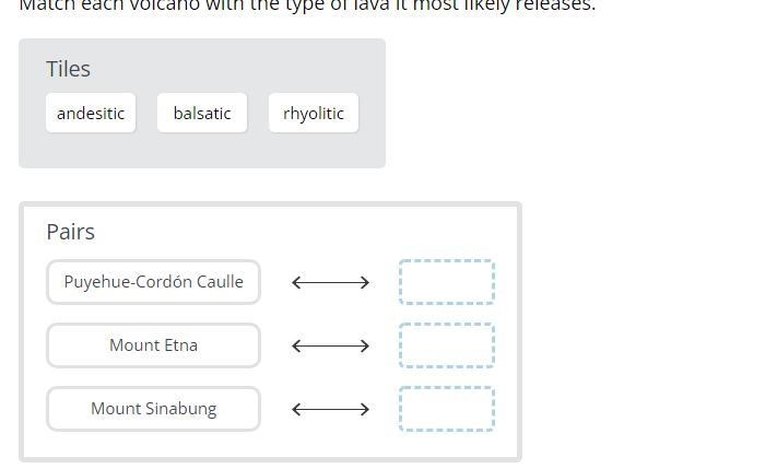 Match each volcano with the type of lava it most likely releases.-example-1
