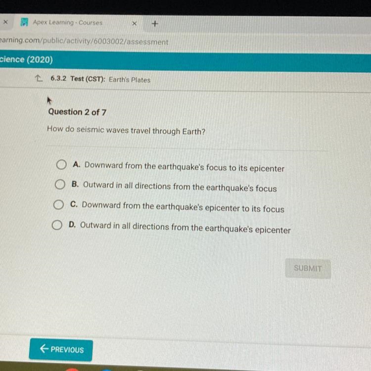 Pls help!!! How do seismic waves travel through Earth?-example-1