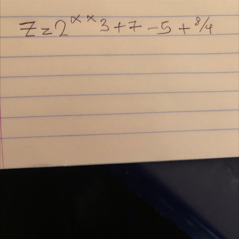 Solve using Phython 2**3+7-5+8/4-example-1