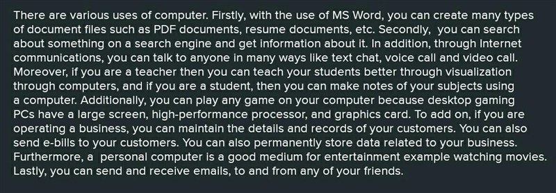 Paragraph on uses of computer 100 words plss​-example-1