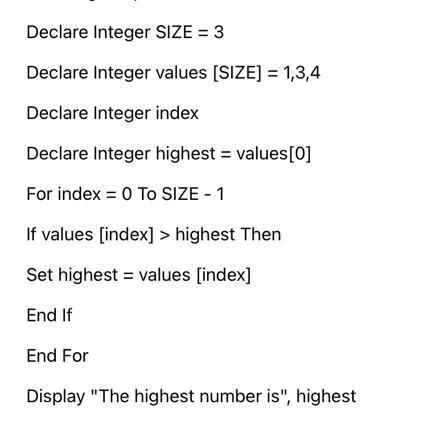 What is the error in the following pseudocode? // This program displays the highest-example-1