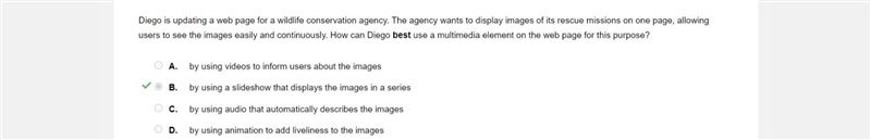 Diego is updating a web page for a wildlife conservation agency. The agency wants-example-1