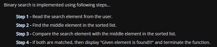 What are the four steps of the binary search algorithm-example-1