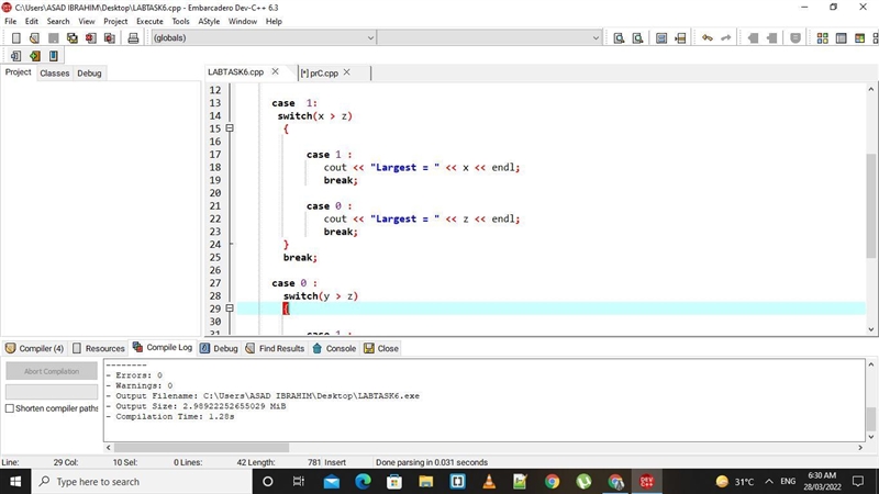 Why do we use case 1 and case 0 in nested switch statement before writing embedded-example-1