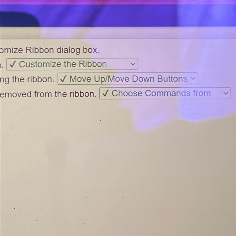 Use the drop-down menus to describe the Customize Ribbon dialog box, This section-example-1