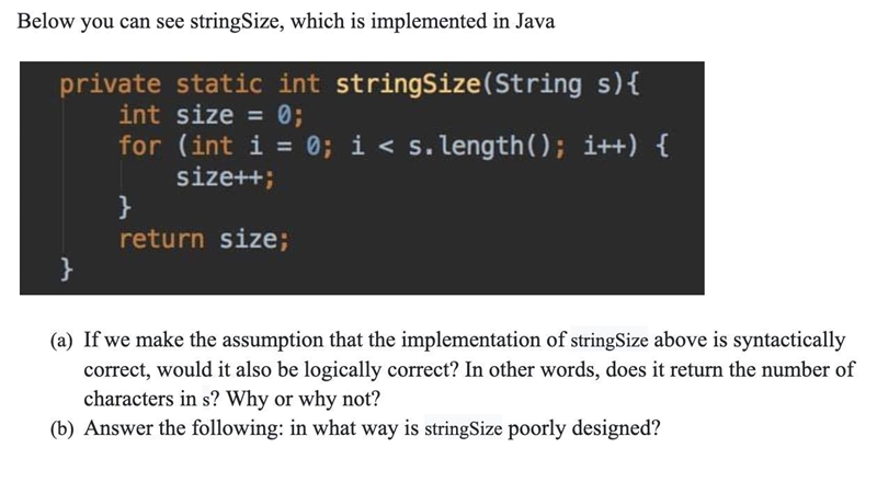 Below you can see stringSize, which is implemented in Java-example-1