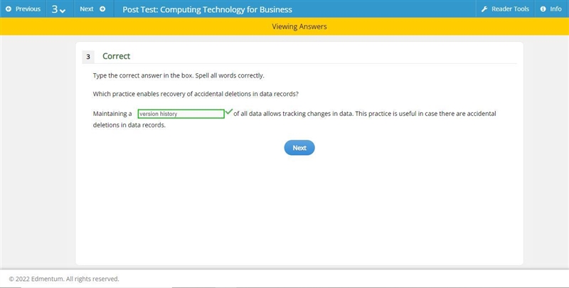 Which practice enables recovery of accidental deletions in data records?-example-1