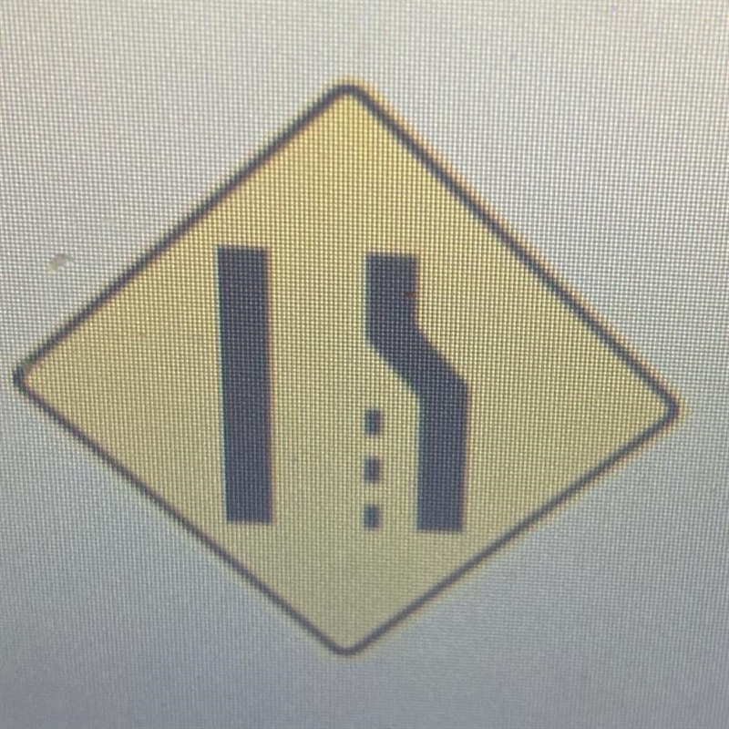 What does this sign mean? A. Prepare for a reduction in traffic lanes ahead B. The-example-1