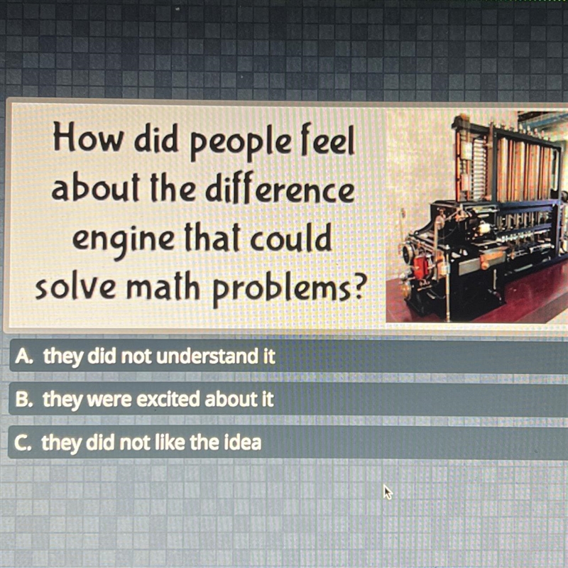 How did people feel about the difference engine that could solve math problems? A-example-1