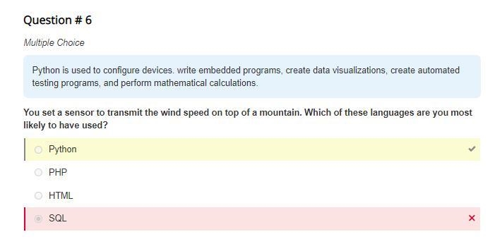 You set a sensor to transmit the wind speed on top of a mountain. Which of these languages-example-1