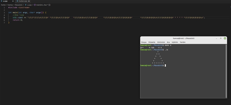 How can i print an art triangle made up of asterisks using only one line of code. Using-example-1