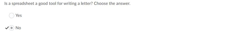 Is a spreadsheet a good tool for writing a letter? Choose the answer: Yes or No-example-1