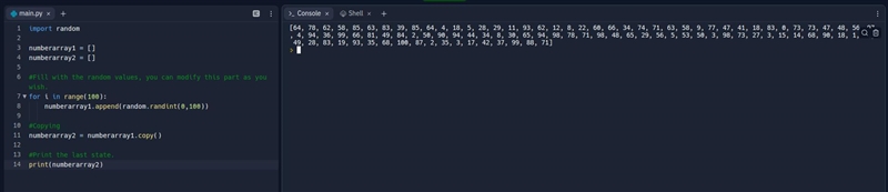 the arrays numberarray1 and numberarray2 have 100 elements. write the code that copies-example-1