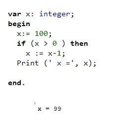 X = 100 if x > 0: x -= 1 print(x)-example-1