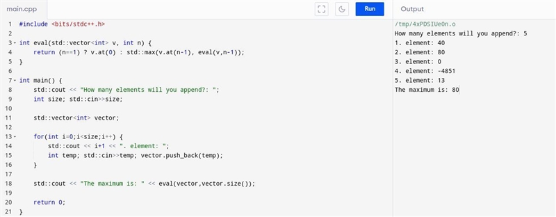 write a c recursive function that finds the maximum value in an array (or vector) of-example-2