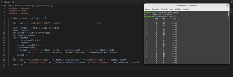 Write a program to roll a pair of die a random number of times between 1,000 and 10,000 times-example-1