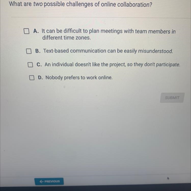 What are two possible challenges of online collaboration?-example-1