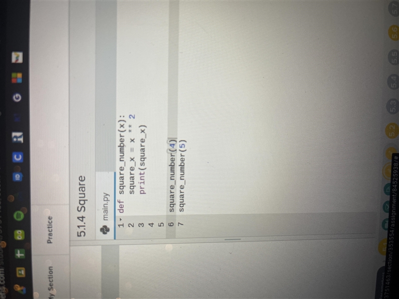 Write a function that takes in a parameter, squares it, and then prints the results-example-1