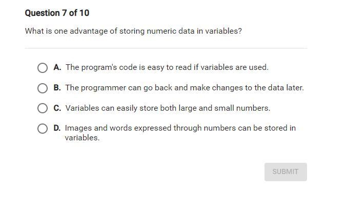 What is one advantage of storing numeric data in variables?-example-1