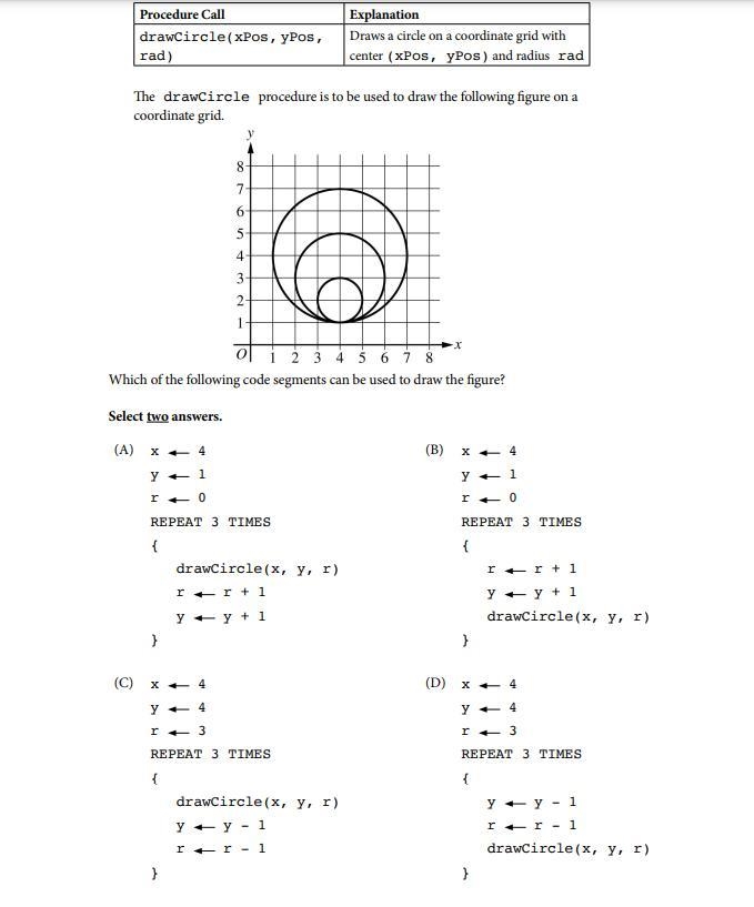 Why does the position of drawCircle(x, y, r) in the answer choices matter?-example-1